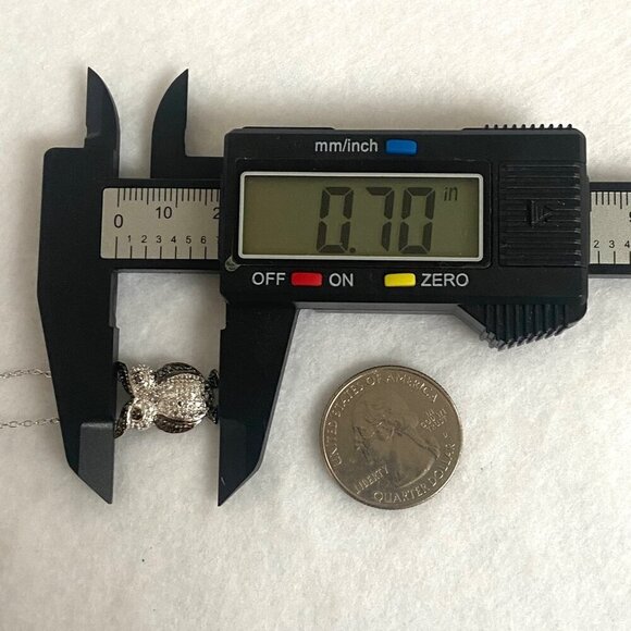 Sterling Silver 925 Black White Owl Single Diamond Pendant Necklace 18" Chain - Picture 14 of 16